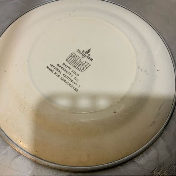 Triumph Limoges Dish Imperial Victorian White Gold 22k Wrought Farberware - Picture 3 of 5